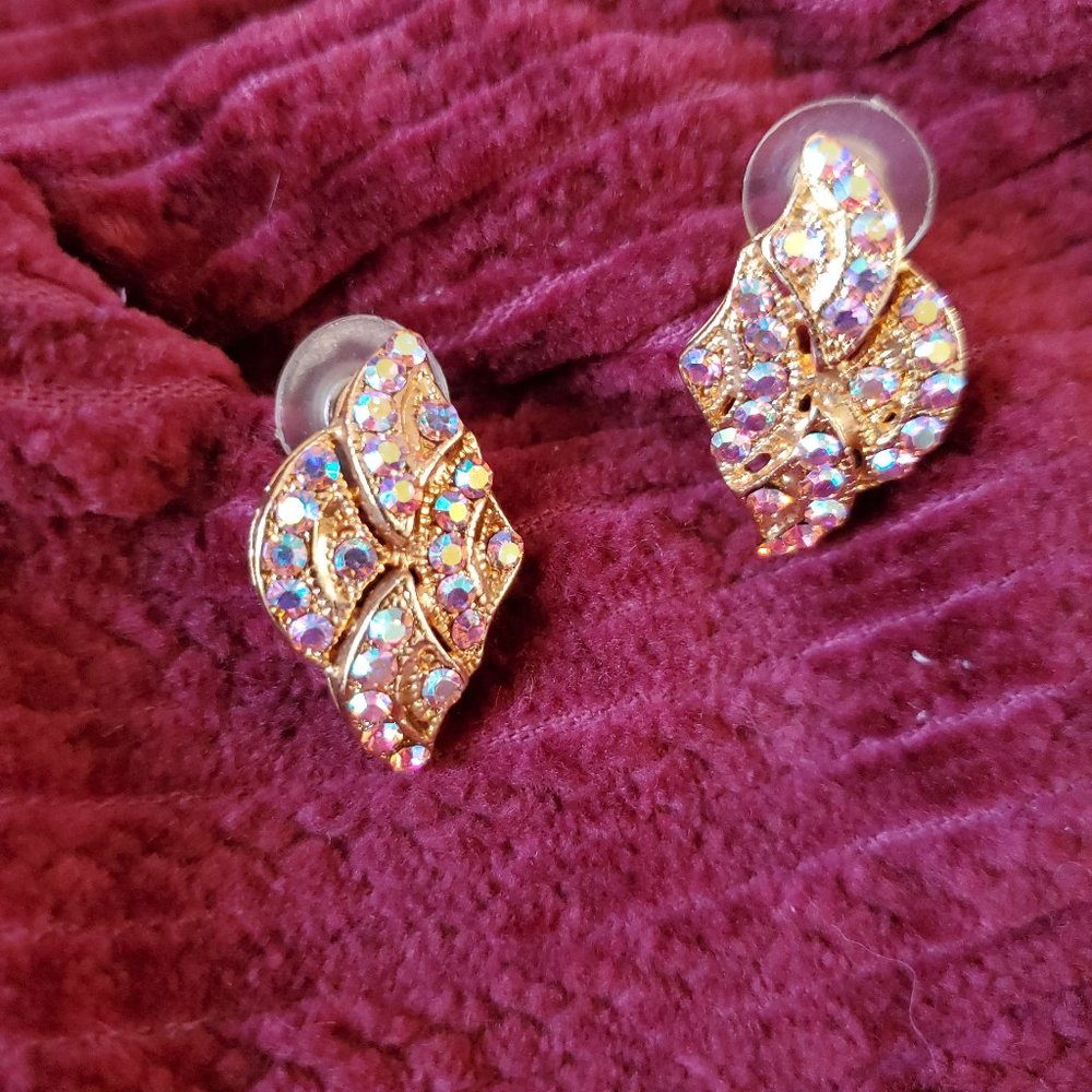 Sparkly gold and gem earrings